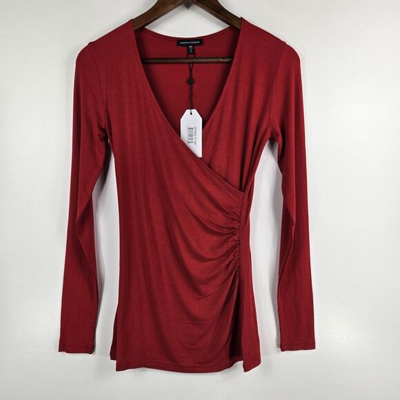 Universal Standard Women's Size 4XS/00-0 Red Faux Wrap Long Sleeve Top NWT - Picture 1 of 7